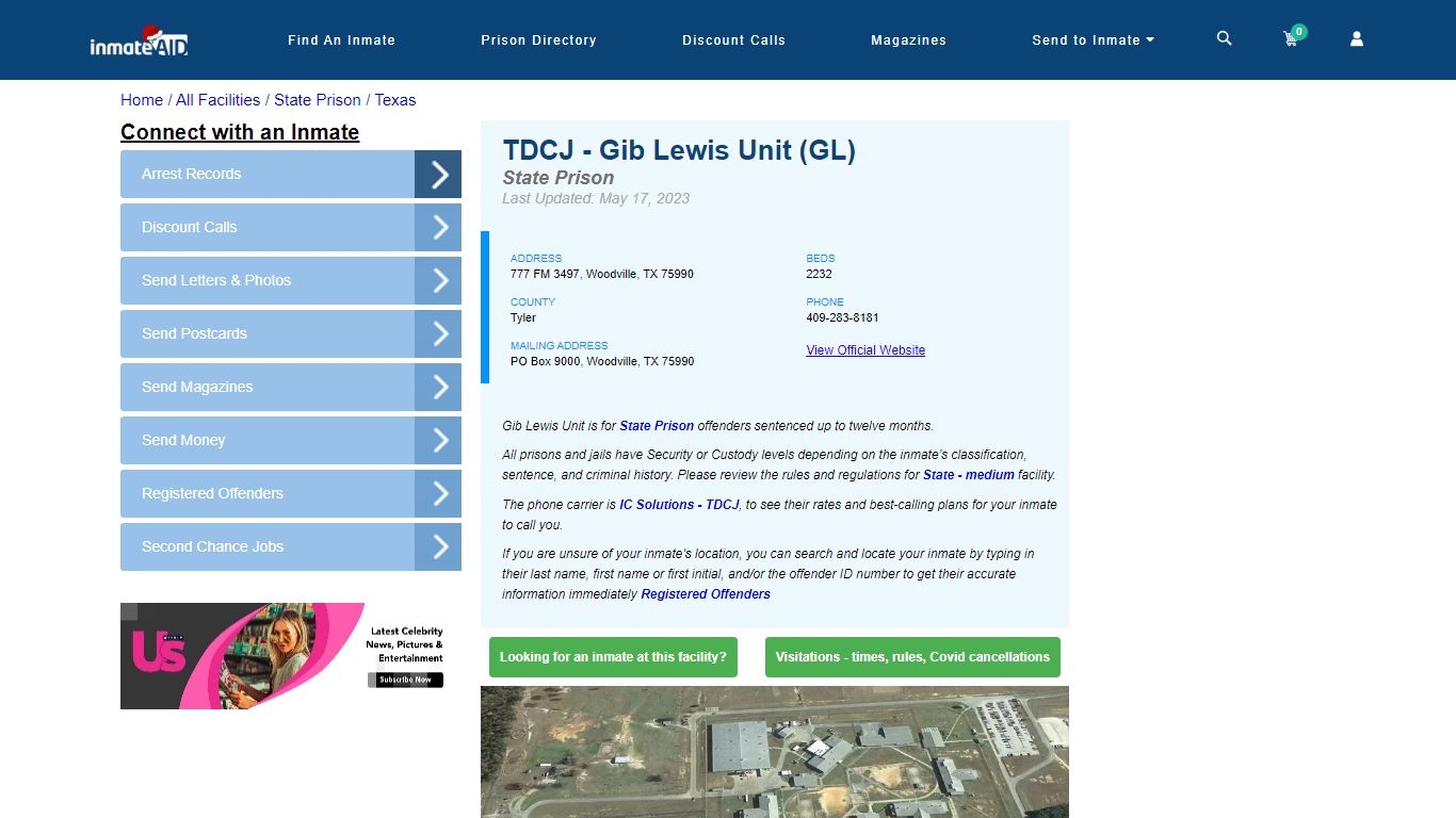TDCJ - Lewis Unit (GL) & Inmate Search - Woodville, TX
