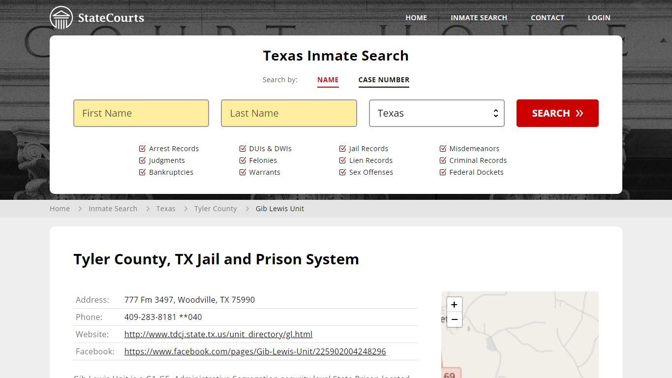 Gib Lewis Unit Inmate Records Search, Texas - StateCourts